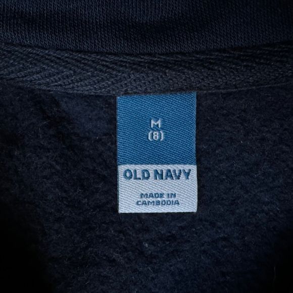 New Old Navy Quarter Zip Pullover Sweatshirt Boys Size M 8 Fleece Blue 1994 Logo - Picture 6 of 9